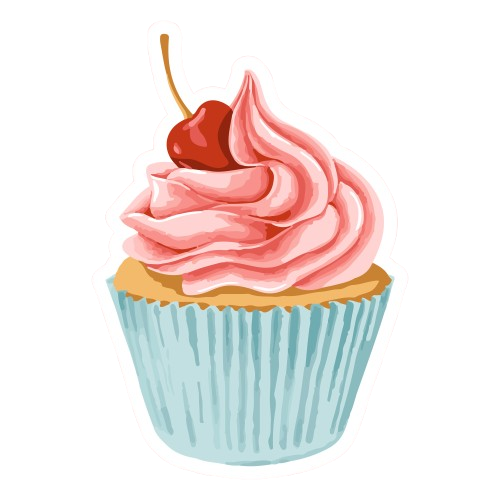 Cupcake mit rosa Sahnehaube und Kirsche